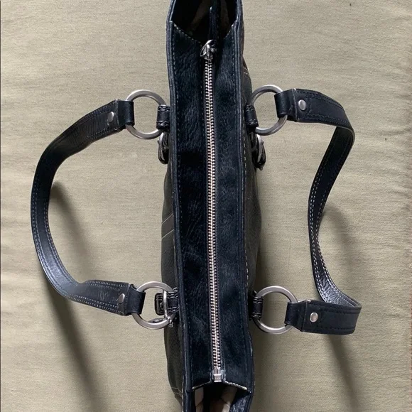 Coach Black Leather Shoulder Bag with Silver Hardware - Picture 9 of 12